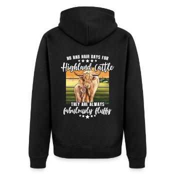 Highland cattle cattle - Unisex Premium Organic Zip Hoodie - black - Back - Nico (187cm)