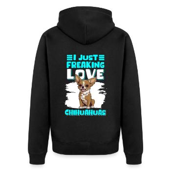 Chihuahua Hunde Hundebesitzer Chihuahuas Geschenk - Unisex Premium Bio Zip Hoodie - Schwarz - Hinten - Nico (187cm)