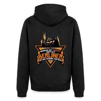 Berlin Spruch Berliner - Unisex Premium Bio Zip Hoodie - Schwarz - Hinten - Nico (187cm)