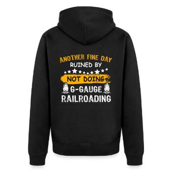 Gartenbahn Modelleisenbahn - Unisex Premium Bio Zip Hoodie - Schwarz - Hinten - Nico (187cm)
