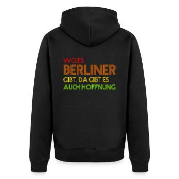 Berlin Kreuzberg Berliner - Unisex Premium Bio Zip Hoodie - Schwarz - Hinten - Nico (187cm)