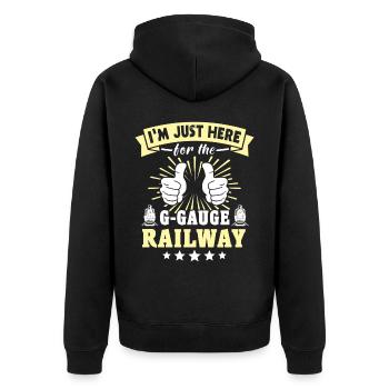 Gartenbahn Modelleisenbahn - Unisex Premium Bio Zip Hoodie - Schwarz - Hinten - Nico (187cm)