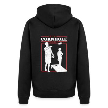 Joueur de cornhole | Blind Hole Bean Bag Cadeau - Veste à capuche bio Premium Unisexe - noir - Dos - Nico (187cm)