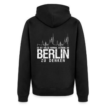 Berlin Pankow Berliner - Unisex Premium Bio Zip Hoodie - Schwarz - Hinten - Nico (187cm)
