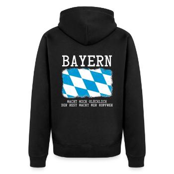 Bayern Spruch - Unisex Premium Bio Zip Hoodie - Schwarz - Hinten - Nico (187cm)