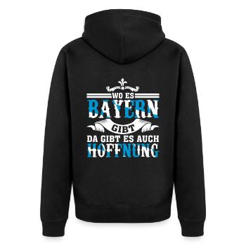 Bayern Witz - Unisex Premium Bio Zip Hoodie - Schwarz - Hinten - Nico (187cm)