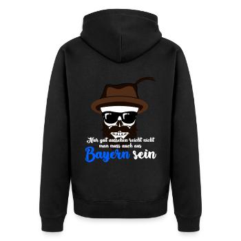 Bayern Hut - Unisex Premium Bio Zip Hoodie - Schwarz - Hinten - Nico (187cm)