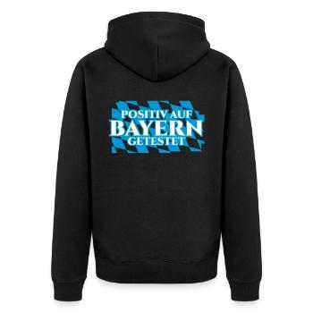 Bayern bayrischer Spruch Witz - Unisex Premium Bio Zip Hoodie - Schwarz - Hinten - Nico (187cm)