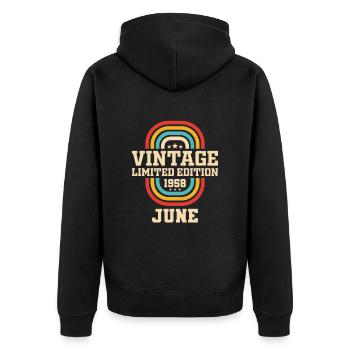 65th Birthday June Vintage 1958 Vintage - Unisex Premium Organic Zip Hoodie - black - Back - Nico (187cm)