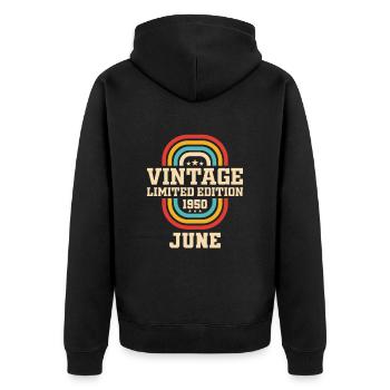 73. Geburtstag Juni Jahrgang 1950 Vintage - Unisex Premium Bio Zip Hoodie - Schwarz - Hinten - Nico (187cm)