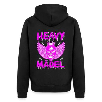 Biker Rocker, Heavy Rock, Punk, Hard Girl Metal - Unisex Premium Bio Zip Hoodie - Schwarz - Hinten - Nico (187cm)