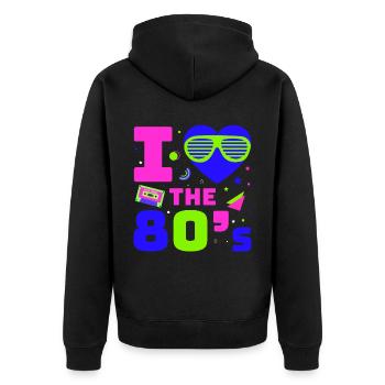 80s Retro CostumeTheme Party Costume 90s Party - Unisex Premium Organic Zip Hoodie - black - Back - Nico (187cm)
