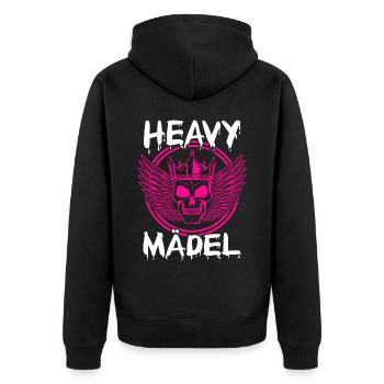 Biker Rocker, Heavy Rock, Punk, Hard Girl Metal - Unisex Premium Bio Zip Hoodie - Schwarz - Hinten - Nico (187cm)