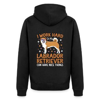 I WORK HARD SO MY LABRADOR CAN HAVE NICE THINGS - Unisex Premium Organic Zip Hoodie - black - Back - Nico (187cm)