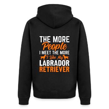 LABRADOR RETRIEVER - Unisex Premium Organic Zip Hoodie - black - Back - Nico (187cm)