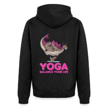 Yogi Yogini Gesundheits Meditation Outfits Girls - Unisex Premium Bio Zip Hoodie - Schwarz - Hinten - Nico (187cm)