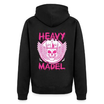 Biker Rocker, Heavy Rock, Punk, Hard Girl Metal - Unisex Premium Bio Zip Hoodie - Schwarz - Hinten - Nico (187cm)