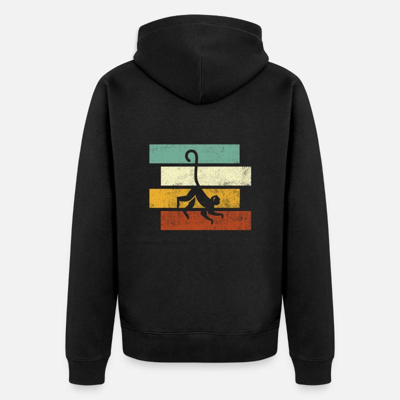 Affe Retro - Unisex Premium Bio Zip Hoodie - Schwarz