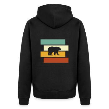Bear Retro - Unisex Premium Organic Zip Hoodie - black - Back - Nico (187cm)