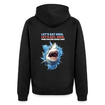 Permet de manger des enfants Grammaire Virgule Réglage Cadeau de requin - Veste à capuche bio Premium Unisexe - noir - Dos - Nico (187cm)