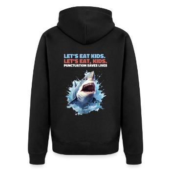 Permet de manger des enfants Grammaire Virgule Requin Requin - Veste à capuche bio Premium Unisexe - noir - Dos - Nico (187cm)