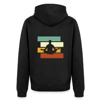 Yoga Retro - Unisex Premium Bio Zip Hoodie - Schwarz - Hinten - Nico (187cm)