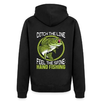 Handfischen Fischer Noodling Liebhaber Fischer Fisch - Unisex Premium Bio Zip Hoodie - Schwarz - Hinten - Nico (187cm)