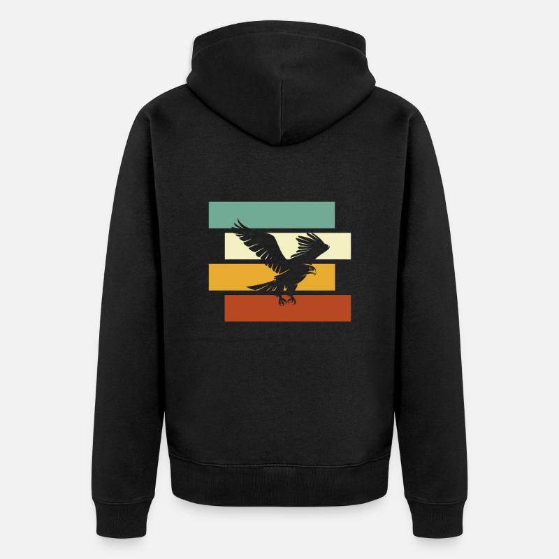 Adler Retro - Unisex Premium Bio Zip Hoodie - Schwarz