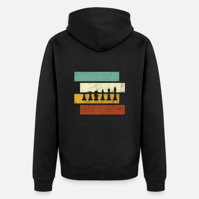 Échecs Rétro - Veste à capuche bio Premium Unisexe - noir