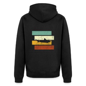 Hai Retro - Unisex Premium Bio Zip Hoodie - Schwarz - Hinten - Nico (187cm)