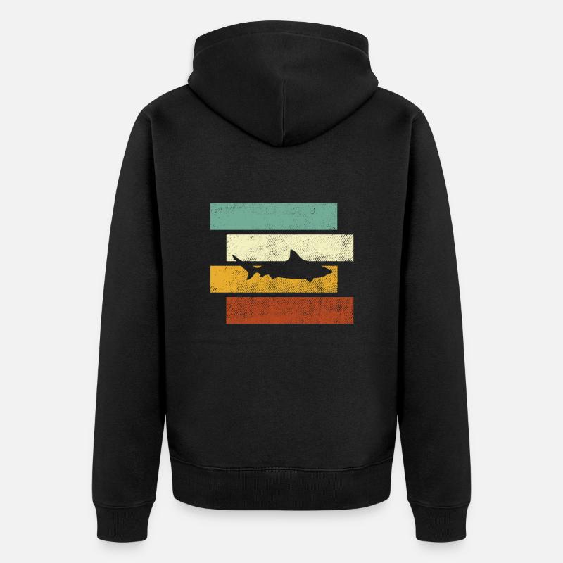 Hai Retro - Unisex Premium Bio Zip Hoodie - Schwarz