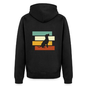 Hund Retro - Unisex Premium Bio Zip Hoodie - Schwarz - Hinten - Nico (187cm)