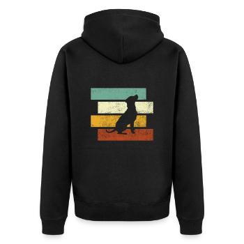 Hund Retro - Unisex Premium Bio Zip Hoodie - Schwarz - Hinten - Nico (187cm)