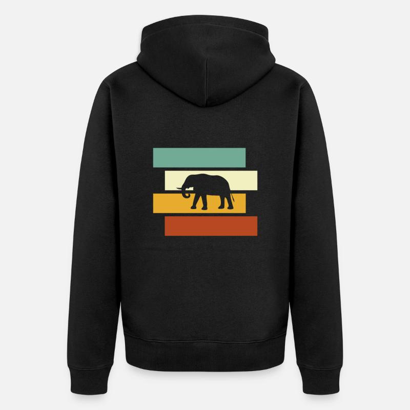 Éléphant Rétro - Veste à capuche bio Premium Unisexe - noir