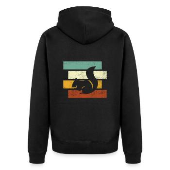 Squirrel Retro - Unisex Premium Organic Zip Hoodie - black - Back - Nico (187cm)