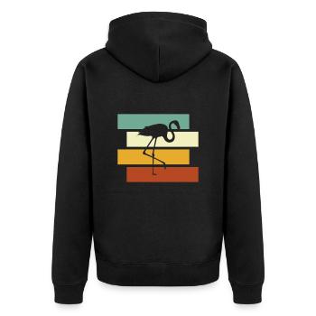 Flamant rose Rétro - Veste à capuche bio Premium Unisexe - noir - Dos - Nico (187cm)