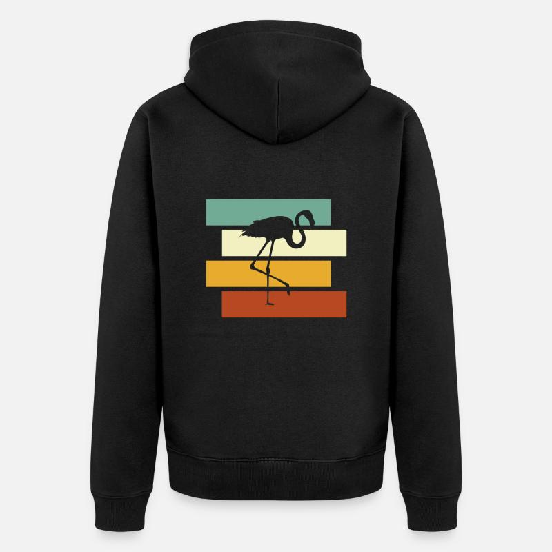 Flamingo Retro - Unisex Premium Bio Zip Hoodie - Schwarz