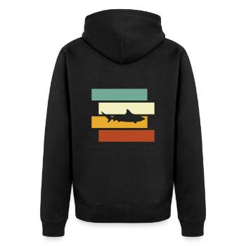 Hai Retro - Unisex Premium Bio Zip Hoodie - Schwarz - Hinten - Nico (187cm)