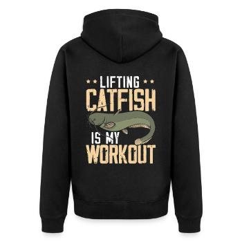 Handfischen Fischer Noodling Liebhaber Fischer Fisch - Unisex Premium Bio Zip Hoodie - Schwarz - Hinten - Nico (187cm)