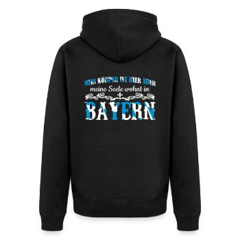 Bayern bayrischer München Spruch - Unisex Premium Bio Zip Hoodie - Schwarz - Hinten - Nico (187cm)