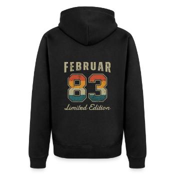 Date de naissance : Février 1983 - Edition Limitée Rétro - Veste à capuche bio Premium Unisexe - noir - Dos - Nico (187cm)