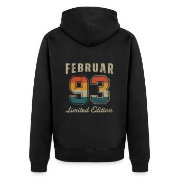 Date de naissance: Février 1993 - Edition Limitée Rétro - Veste à capuche bio Premium Unisexe - noir - Dos - Nico (187cm)