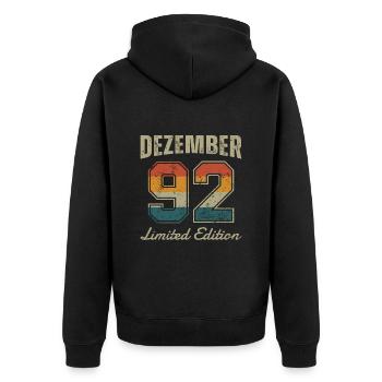 Date de naissance: Décembre 1992 - Edition Limitée Rétro - Veste à capuche bio Premium Unisexe - noir - Dos - Nico (187cm)