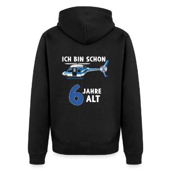 Polizei Hubschrauber Geburtstagsshirt 6 Jahre - Unisex Premium Bio Zip Hoodie - Schwarz - Hinten - Nico (187cm)