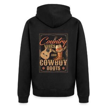 Ambiance country - Veste à capuche bio Premium Unisexe - noir - Dos - Nico (187cm)