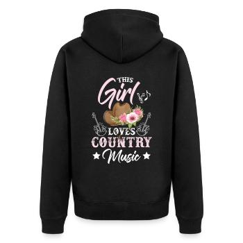 Dieses Mädchen liebt Country-Musik - Unisex Premium Bio Zip Hoodie - Schwarz - Hinten - Nico (187cm)