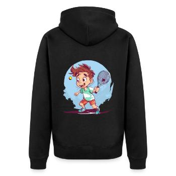 Tennis Playing Boy - Tennis pour enfants - Veste à capuche bio Premium Unisexe - noir - Dos - Nico (187cm)