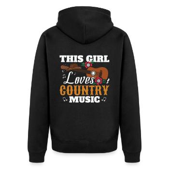 Dieses Mädchen liebt Country-Musik - Unisex Premium Bio Zip Hoodie - Schwarz - Hinten - Nico (187cm)