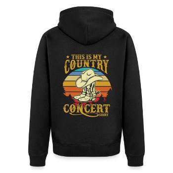 Das ist mein Country-Konzert-Shirt - Unisex Premium Bio Zip Hoodie - Schwarz - Hinten - Nico (187cm)