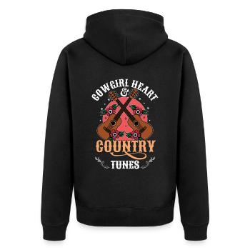 Liebhaber der Country-Musik - Unisex Premium Bio Zip Hoodie - Schwarz - Hinten - Nico (187cm)
